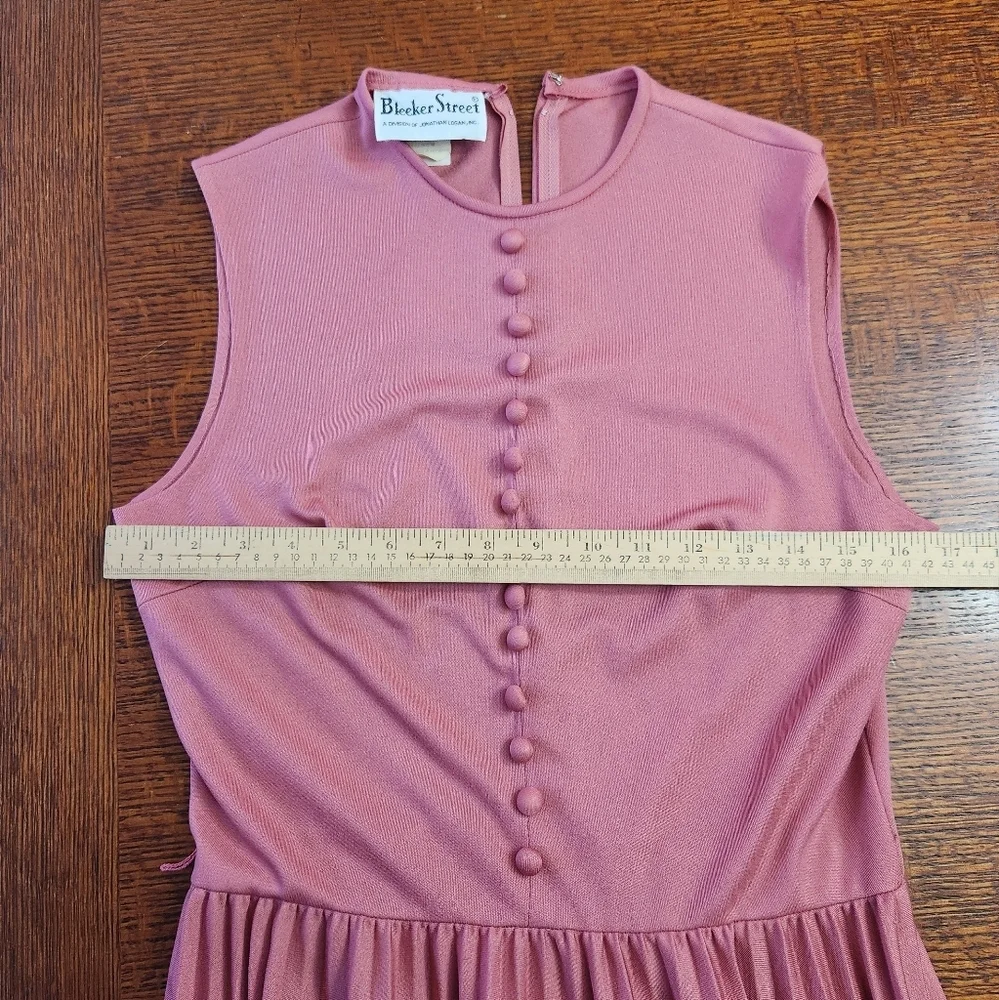 Vintage 70’s Bleeker Street pink sleeveless pleated maxi dress size Large - Picture 10 of 12